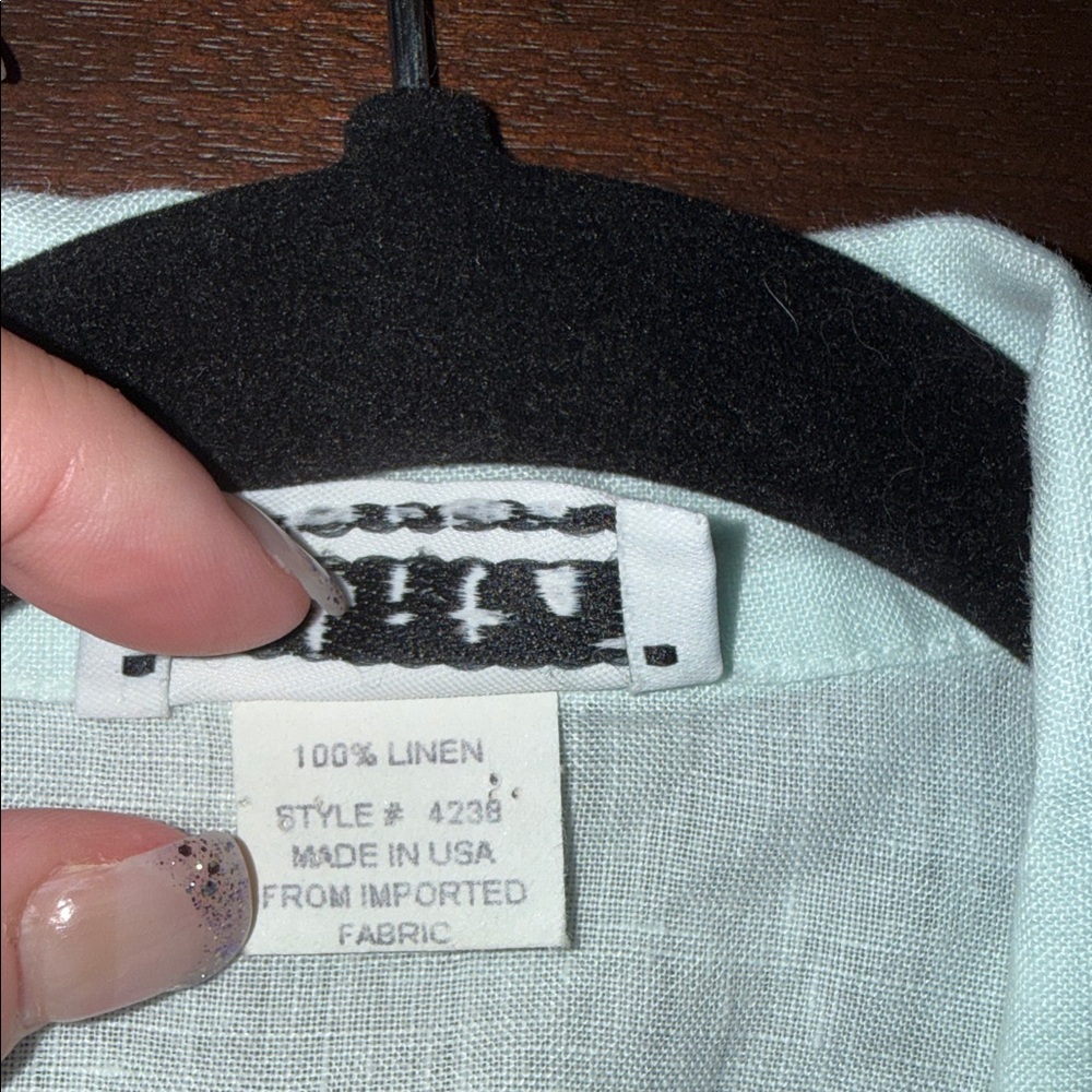 Habitat Womens Mint Green 100% Linen Button Front Short Sleeve Shirt Size M 4238 - Picture 7 of 9